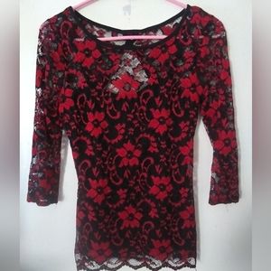 ❤️ Women's Red & Black lace top